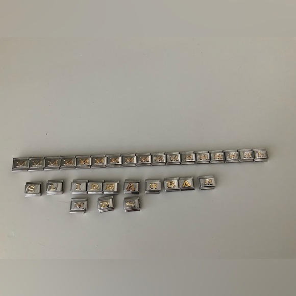 Vintage Y2K Italian Charm Bracelet Link Charms Letters Silver X 32 - Picture 6 of 11
